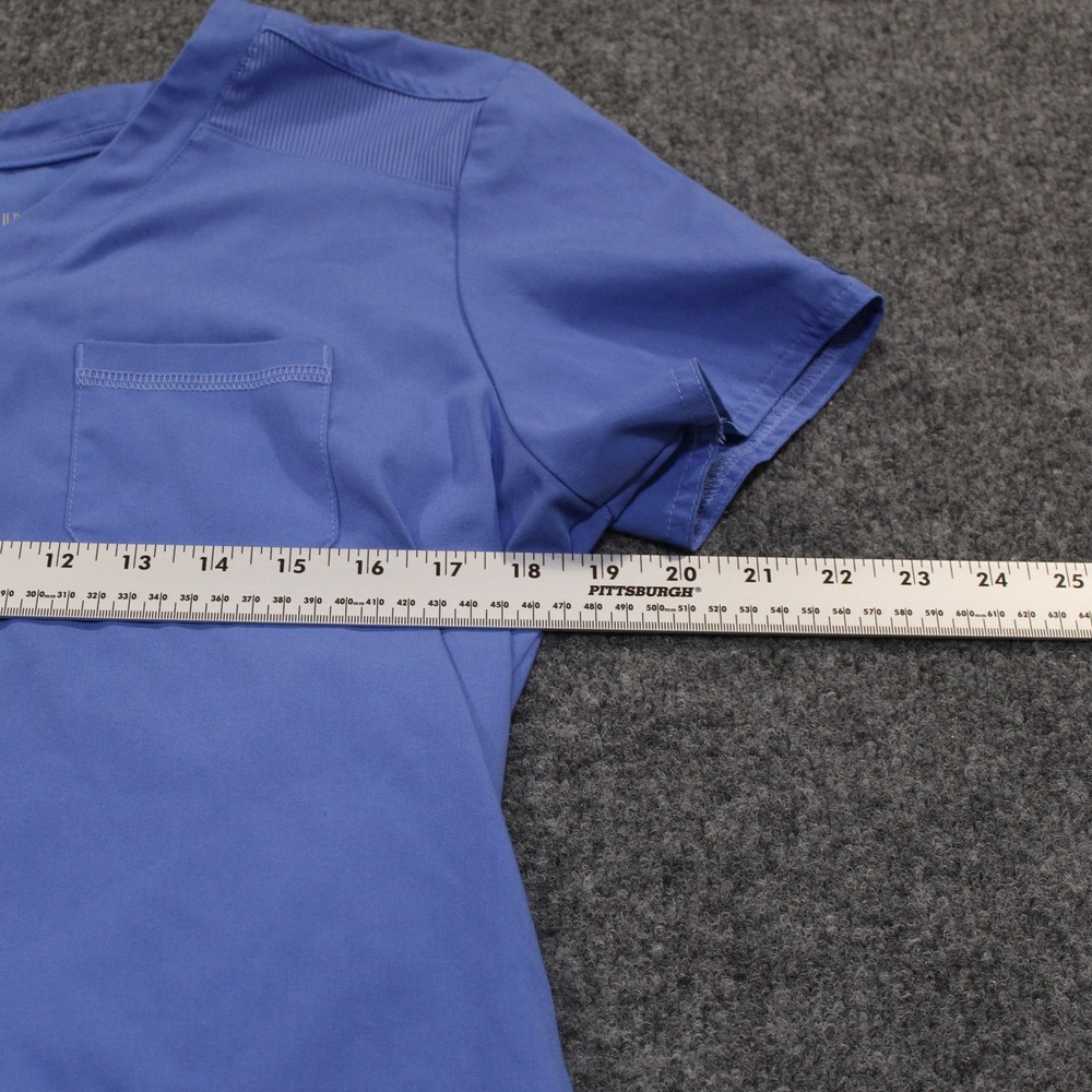 MedCouture Touch Scrub Top V-Neck‎ Short Sleeve Medical Uniform Blue Size M - Picture 6 of 8